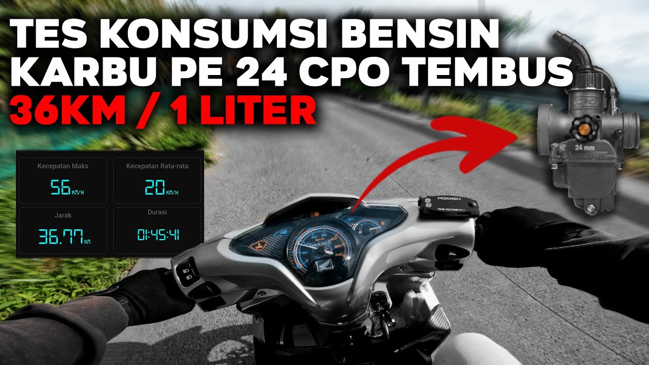 TES SEBERAPA IRIT KARBU PE 24 CPO DI VARIO TECHNO 110 KARBU #variomodifikasi #karburator #cpo