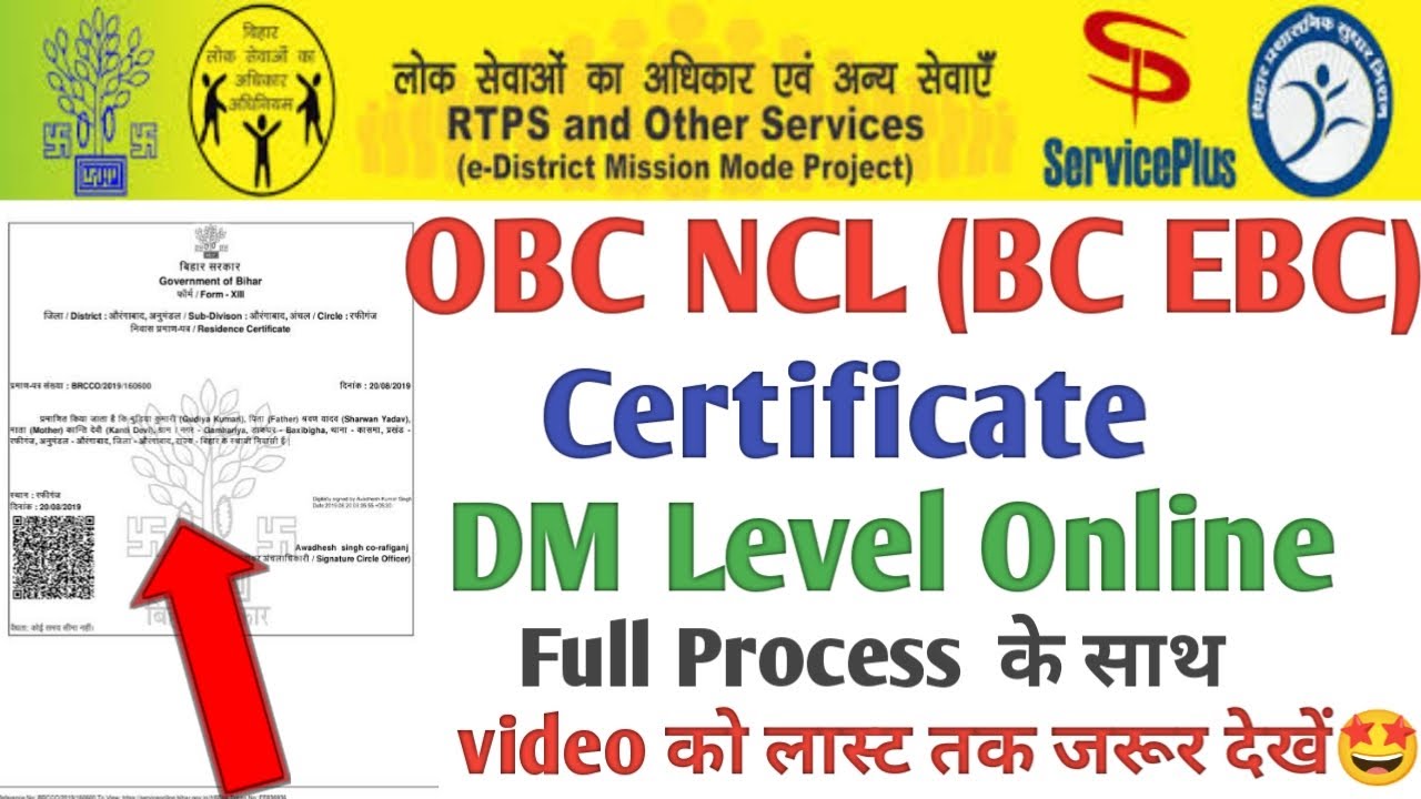 NCL BC EBC Creamy Layer Certificate DM Level Online Apply Kaise Kare | Bihar Service plus se