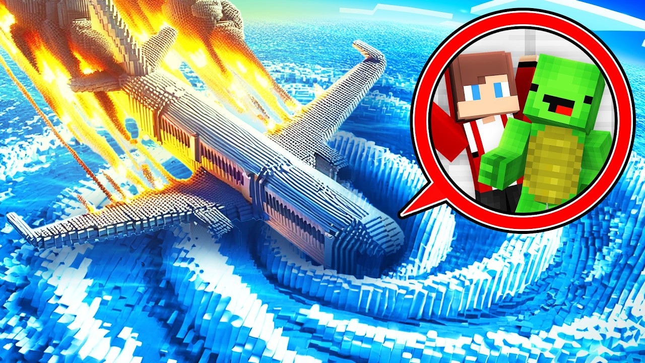 JJ and Mikey Survive The AIRPLANE Crash in VORTEX in Minecraft Maizen!