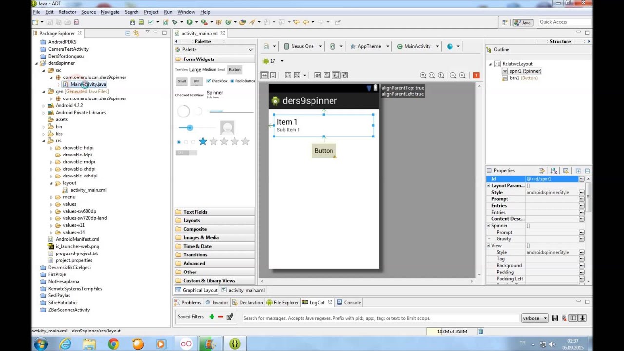 Android Ders 9 Spinner Kullanımı