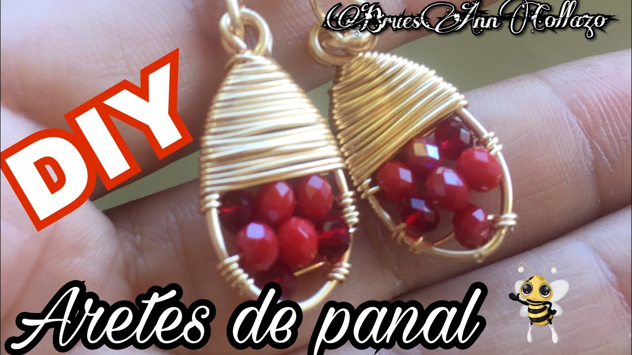 Aretes de gota en forma de panal #alambrismo DIY