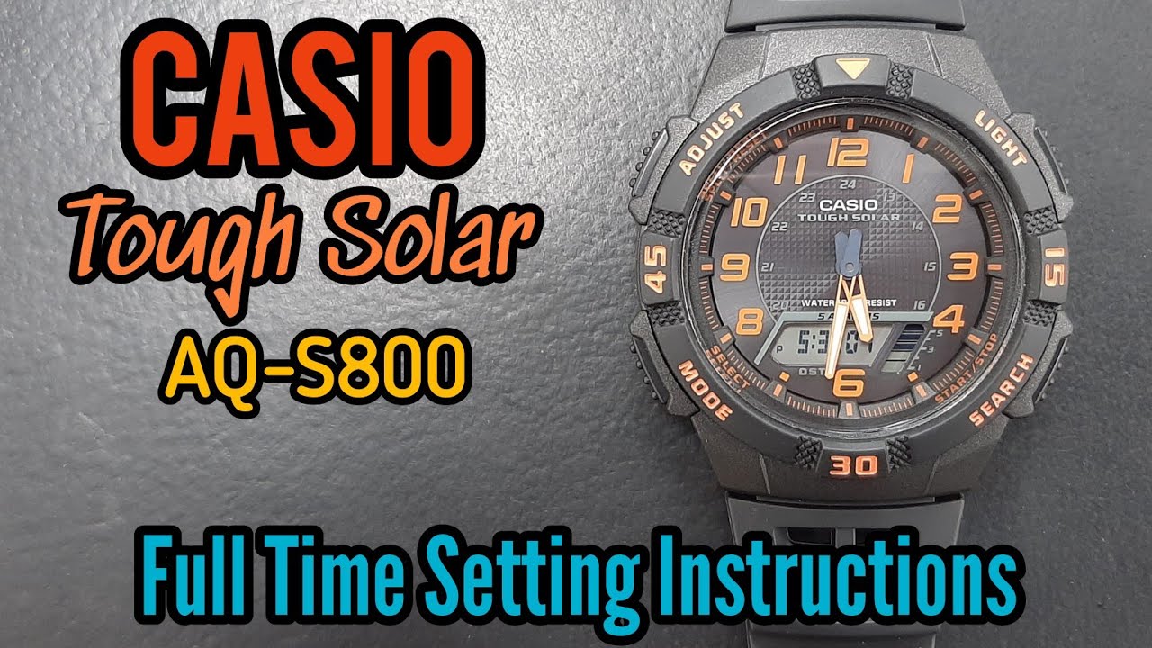 Casio Digital Watch AQ-S800 Time Setting Instructions | SolimBD | Watch Repair Channel