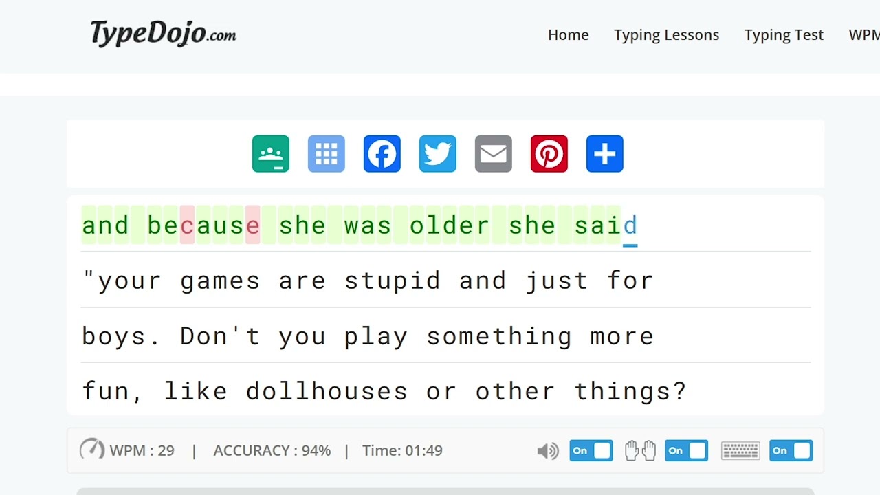 Day 28 - Daily Typing Practice (Christina Learns To Be Grateful)