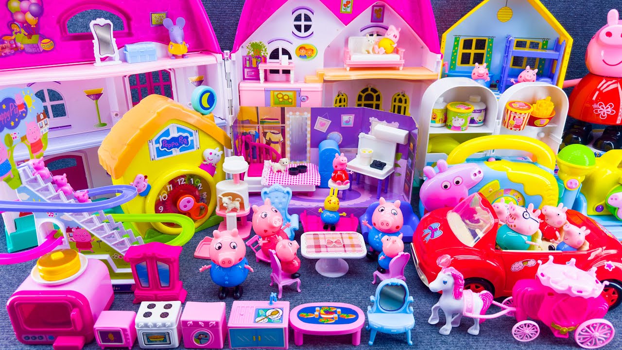 20 Minutes Satisfying Unboxing Peppa Pig Family House Playset, Peppa Pig Racing Car Toys Review