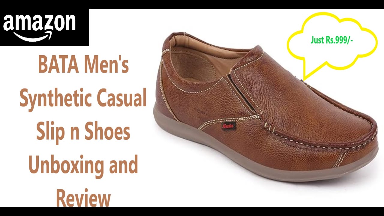 BATA Men's Synthetic Casual Slip n Shoes Unboxing and Review