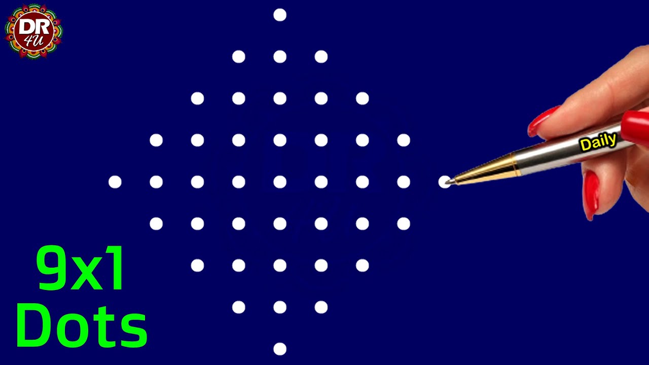 152 I 9x1 Straight Dots I చిన్న వాకిలి ముగ్గు I Rangoli Designs for beginners I #DailyRangoli4U