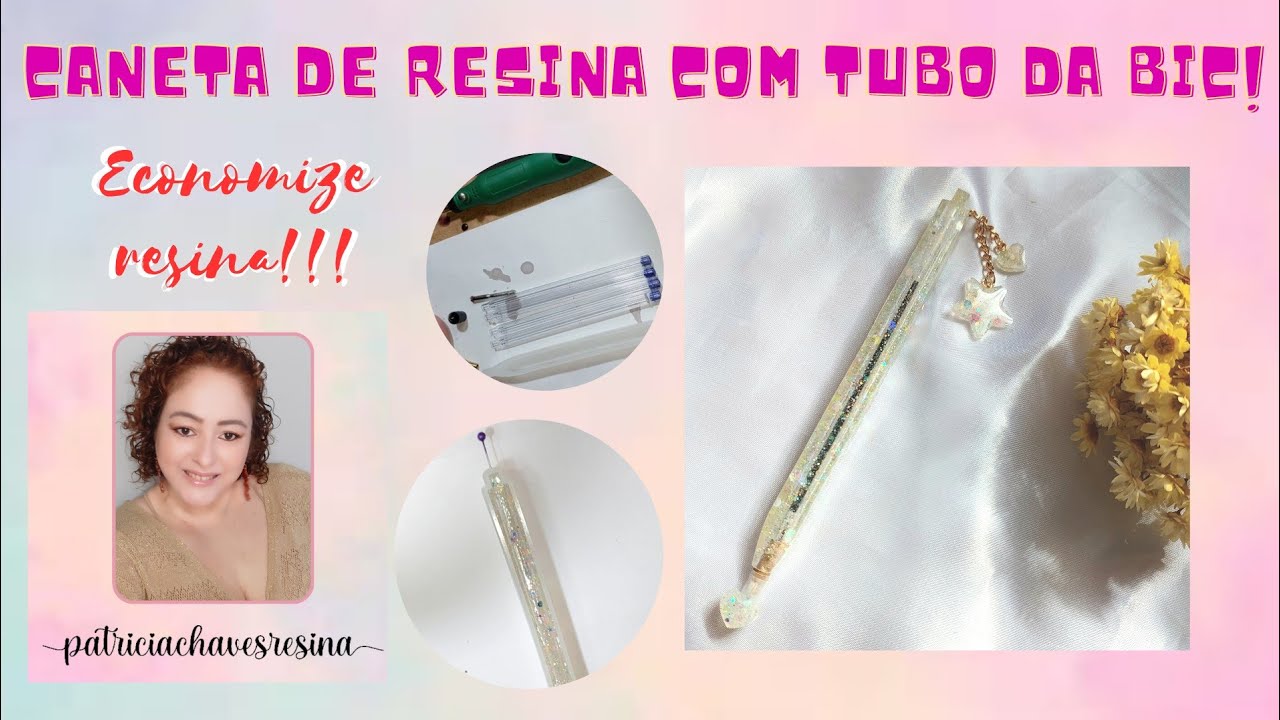 Caneta de resina com tubo da Bic.