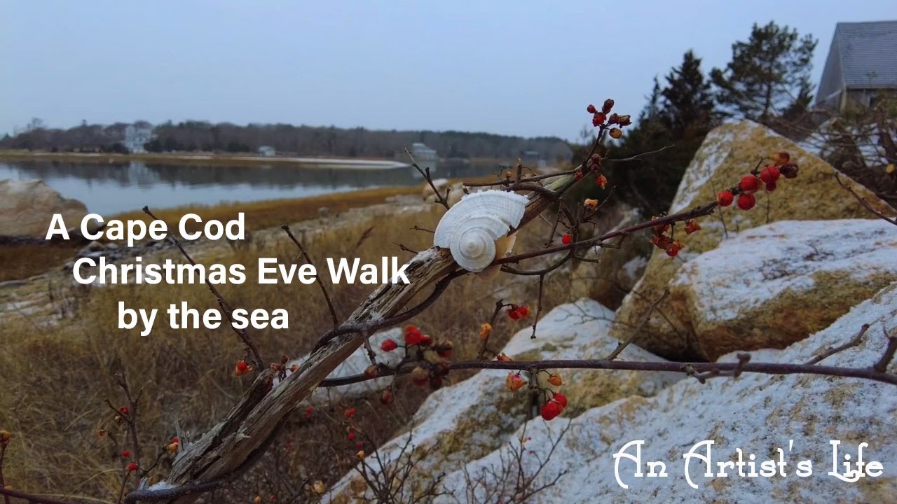 A quiet snowfall on a Cape Cod seashore | Christmas eve walk in New England | Christmas by the sea