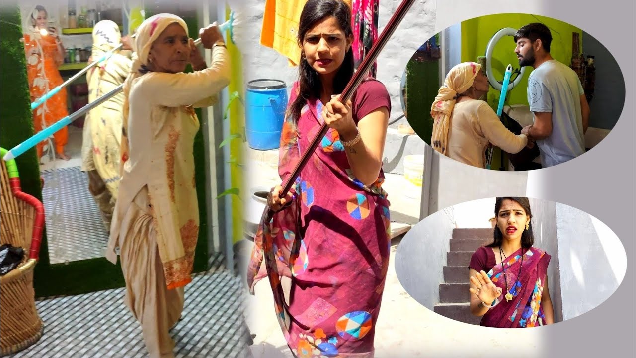 Desi vlog जाली की साड़ी पहरण पै होगया घर मैं क्लेश माँ नै उठा लिया फेर डंडा 🤣😱 gurpreet kaur vlog