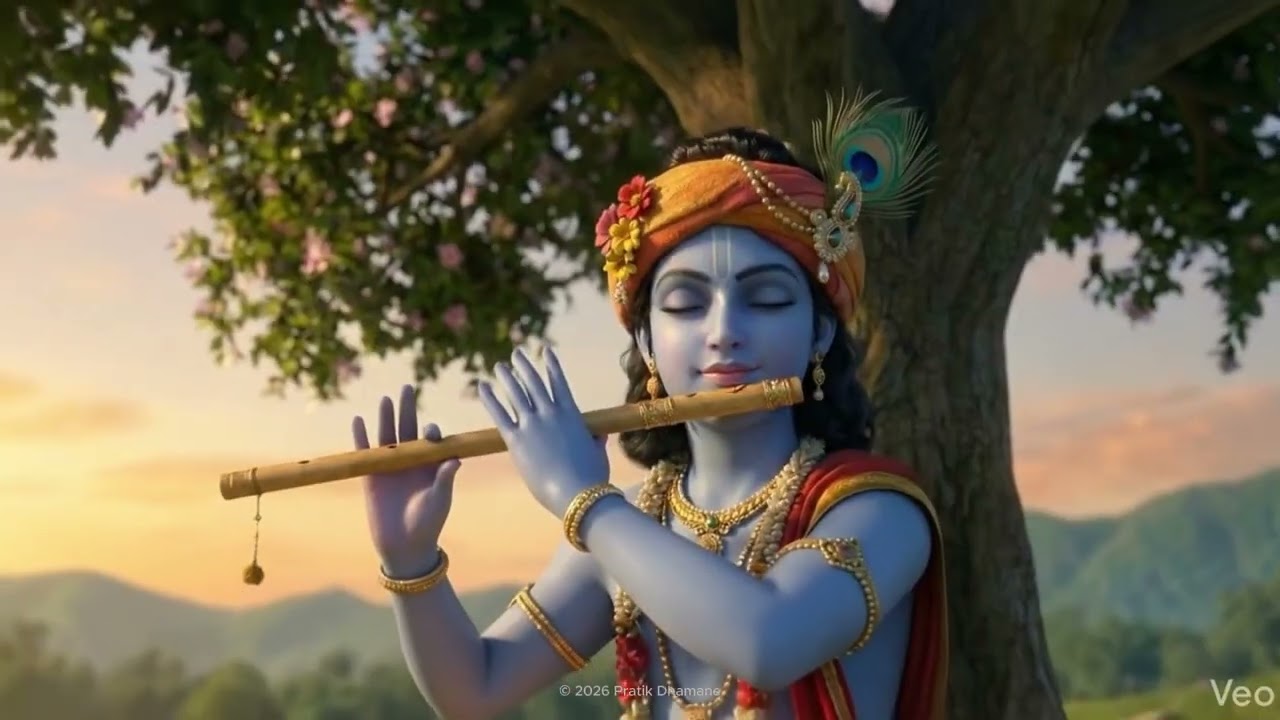 Shree Krishna Playing Flute | Cinematic Devotional Visual | Peaceful & Divine