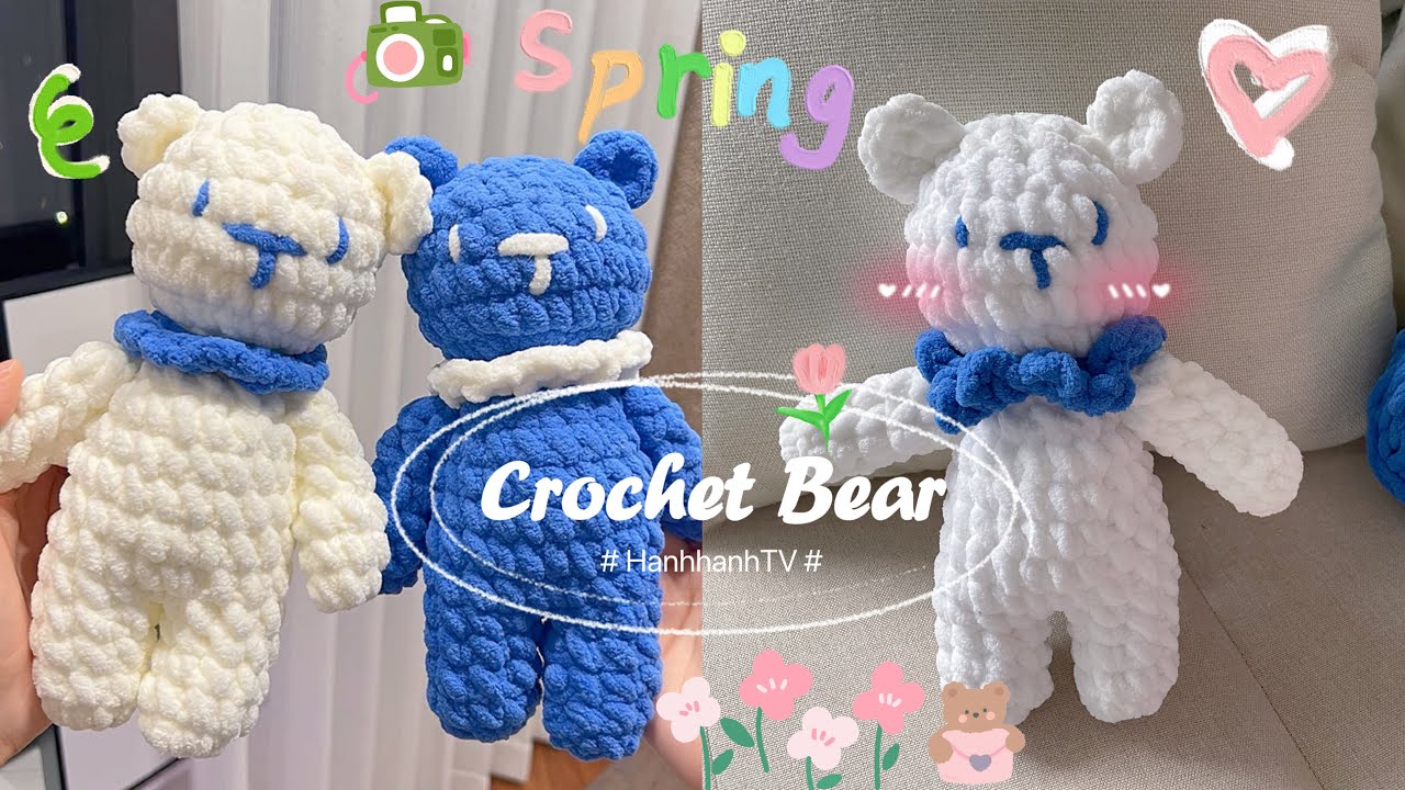 How to Crochet Bear🐻 | Móc gấu bông cực dễ bằng len nhung đũa 🐻Tự làm món quà sinh nhật dễ thương