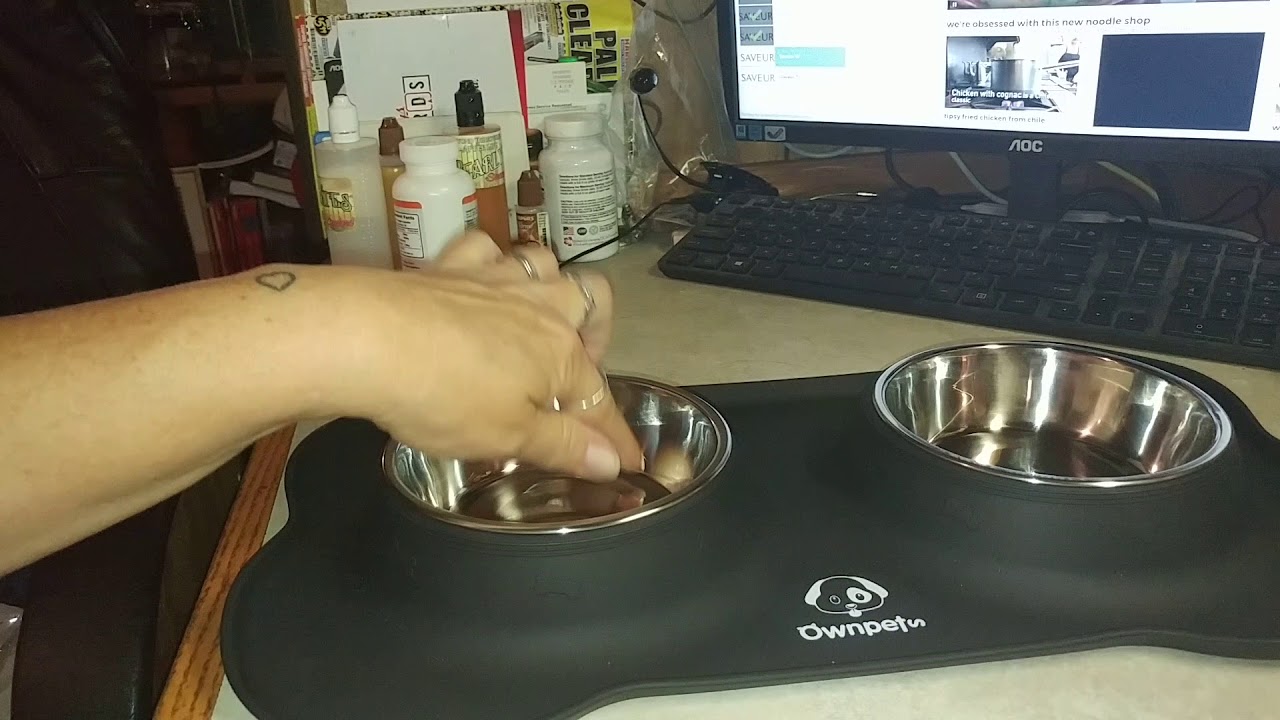 Ownpets Dog Bowl Set with Non-Slip Silicone Mat
