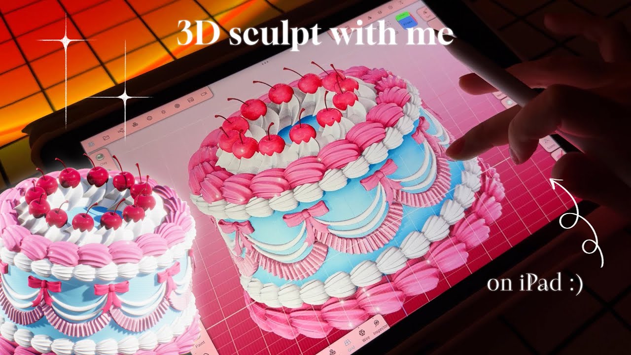 3D SCULPTING cute vintage cake on iPad | nomad sculpt ✦ digital art process + soft music