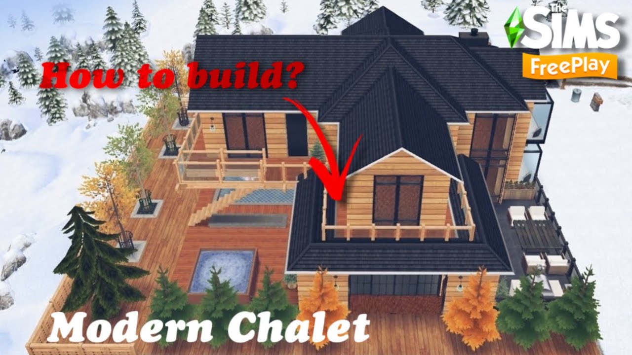 Дом в современном стиле на участке Зимнее Шале 🌲 The SimsFreePlay 🛠 План постройки