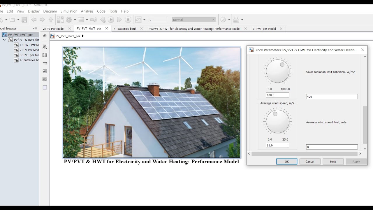 Photovoltaic/PVT & HWT | Electricity | Water Heating | Signal Builder | Excel Data Entry | Simulink