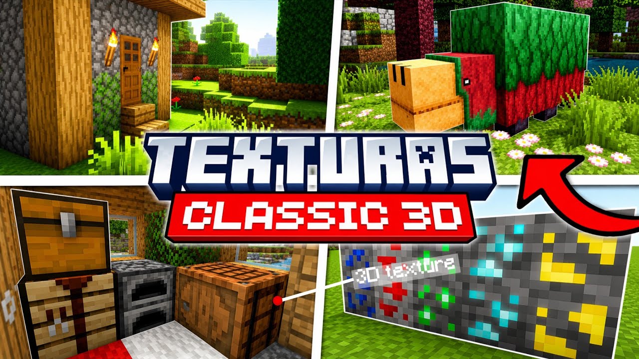Classic 3D Texture Pack For MCPE 1.26+| Minecraft 3D Texture Pack🔥