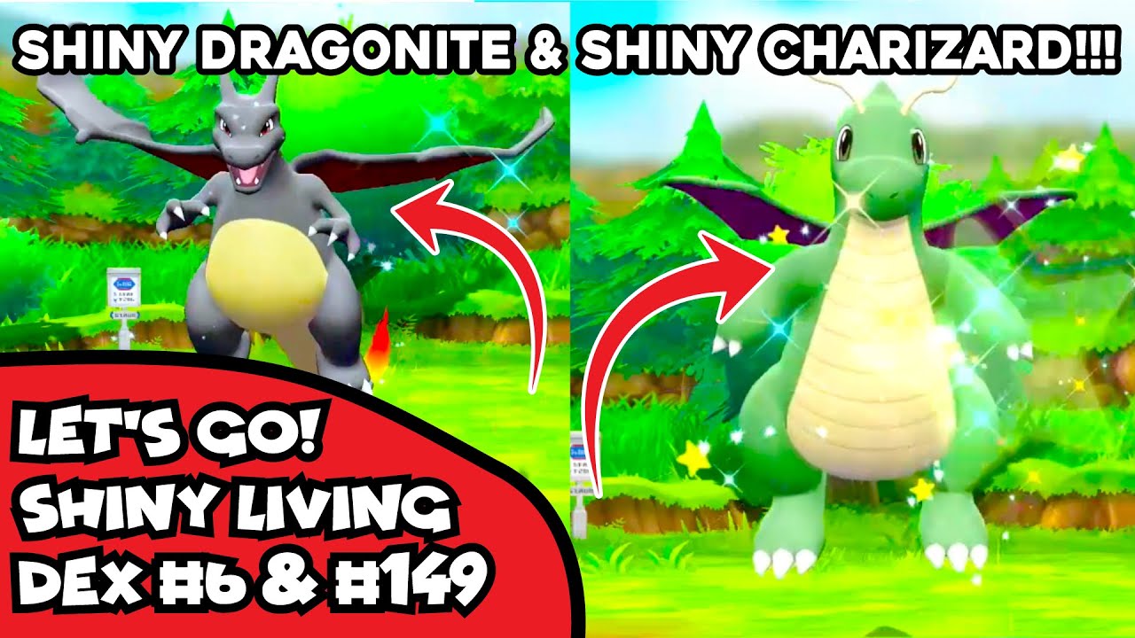 Live Shiny Dragonite and Charizard in Pokemon Let's Go! Pikachu!