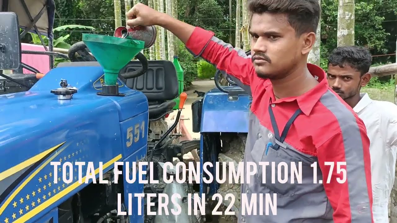 Eicher Tractors 551 Model fuel consumption testing. आयशर ट्रैक्टर 551 मॉडल पर ईंधन खपत परीक्षण।