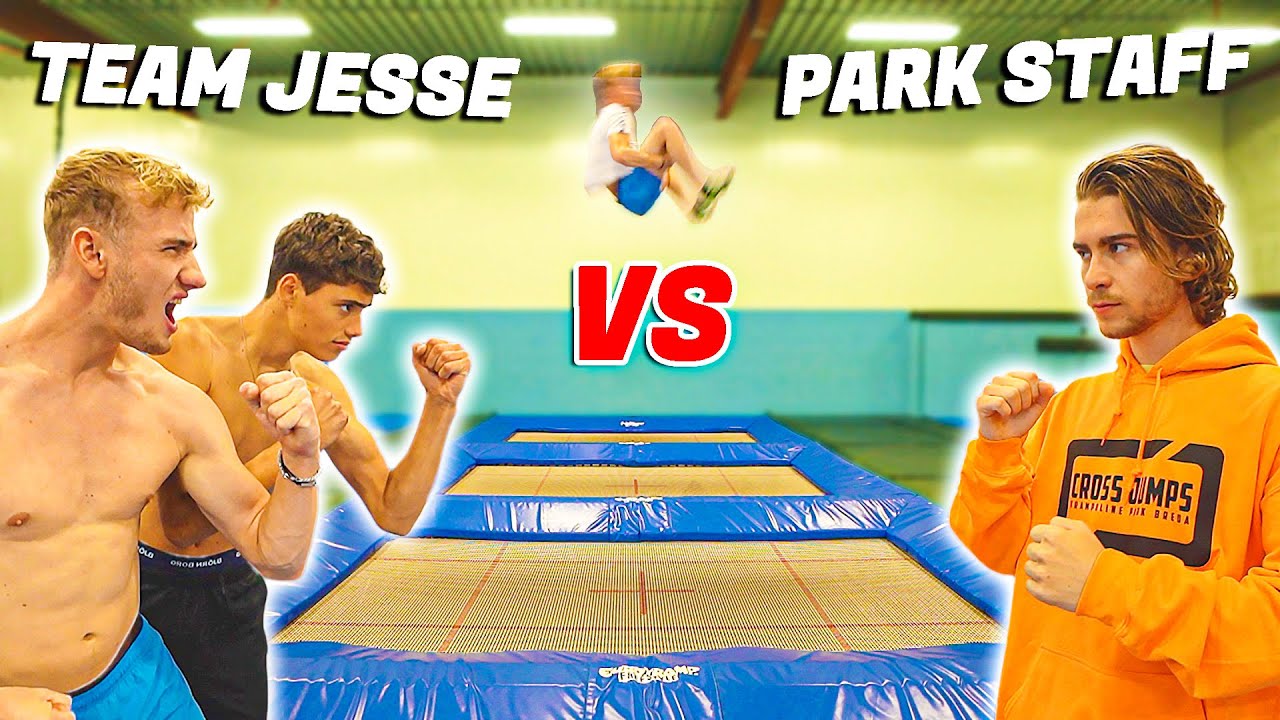 FLIPPING BATTLE VS TRAMPOLINE PARK STAFF!