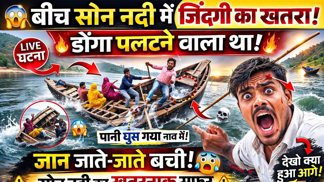😱 गढ़वा झारखंड में सोन नदी का डोंगा सफर | बीच धारा में फंसे! 🚣‍♂️