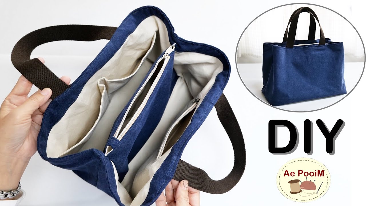 Как сделать большую сумку с множеством карманов внутри.