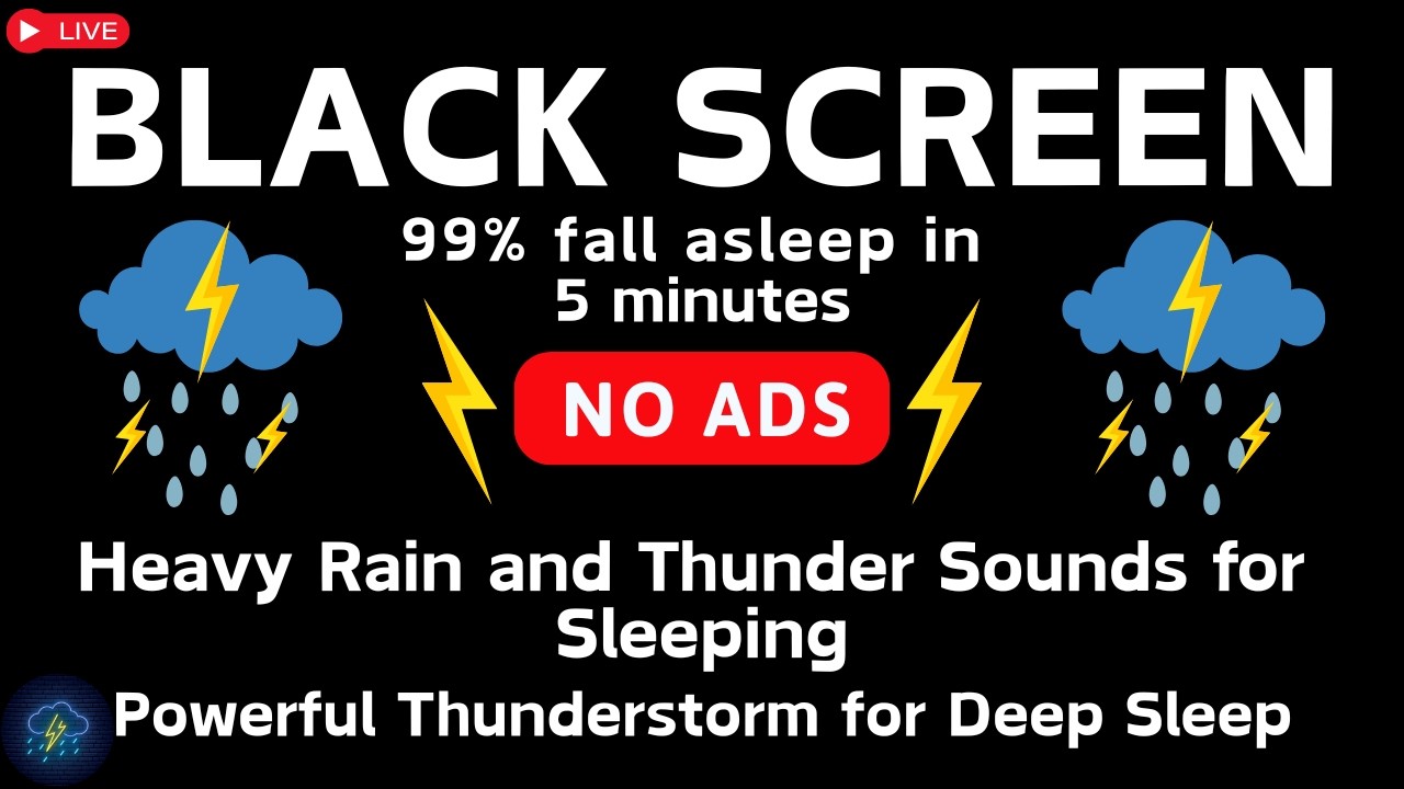 Звуки сильного дождя и грома для сна | Мощная гроза для глубокого сна