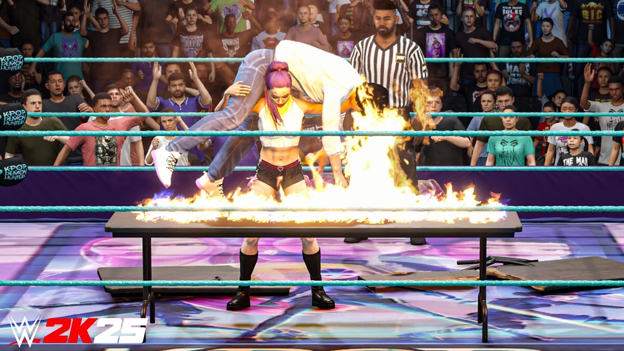 Huntrix vs Saja Boys - Rumi & Mira vs Jinu & Mystery Table Match | K-Pop Demon Hunters WWE 2K25