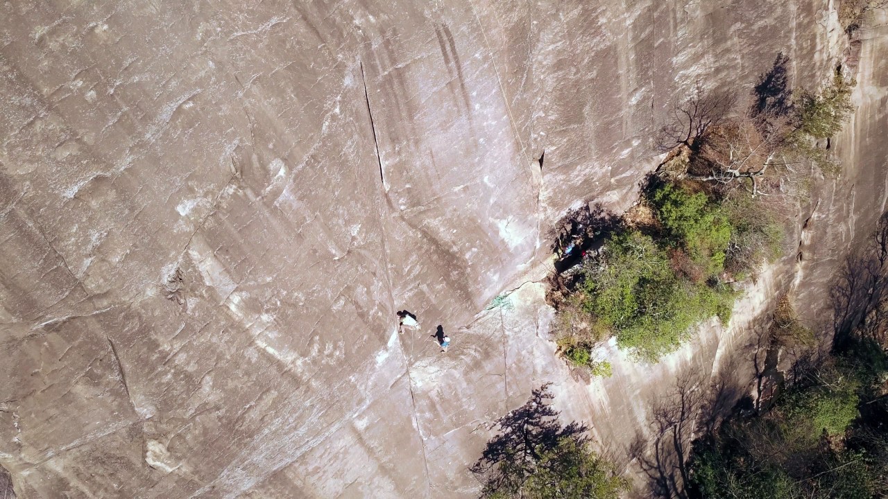Rock Climbing Looking Glass Rock 4k Drone Aerial