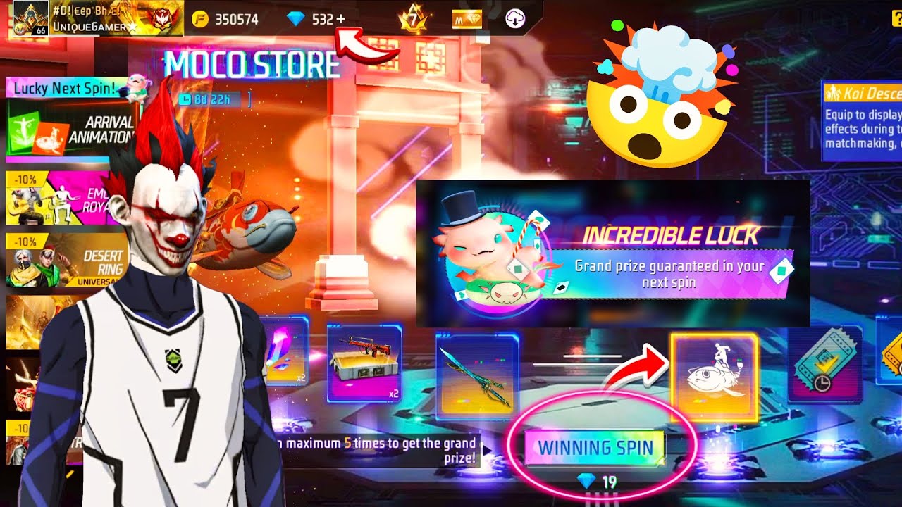 NEW MOCO STORE ARRIVAL ANIMATION RETURNS 💎19 DIAMOND WINNING SPIN 😱FF NEW EVENT FREE FIRE MOCO STORE