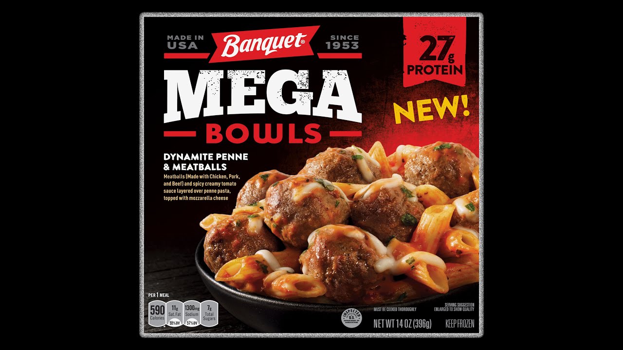 How Good is Banquet's NEW Dynamite Penne & Meatballs Mega Bowl - What  Are We Eating?