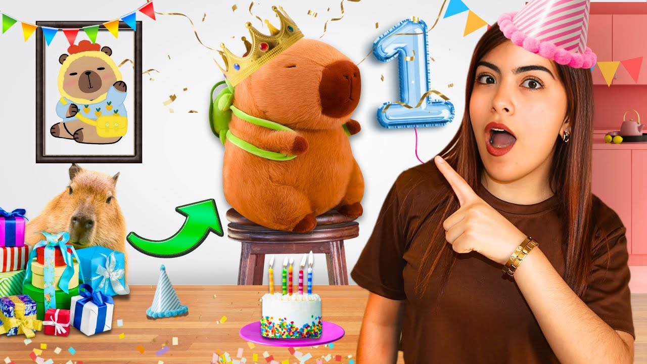 Hice una FIESTA de CUMPLEAÑOS a mi CAPIBARA🥳🎈