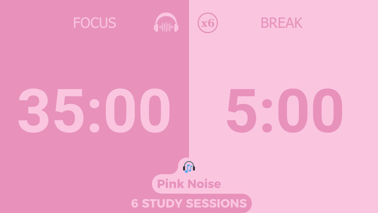 4-Hour Pomodoro Timer (35/5) | 🎧 Pink Noise Study With Me | Deep Focus & ADHD 🌸