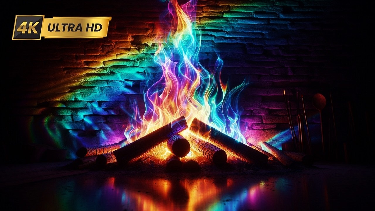 🔥 Cozy RAINBOW Fireplace 4K UHD! Ultimate Relaxing Fireplace with Crackling Fire Sounds
