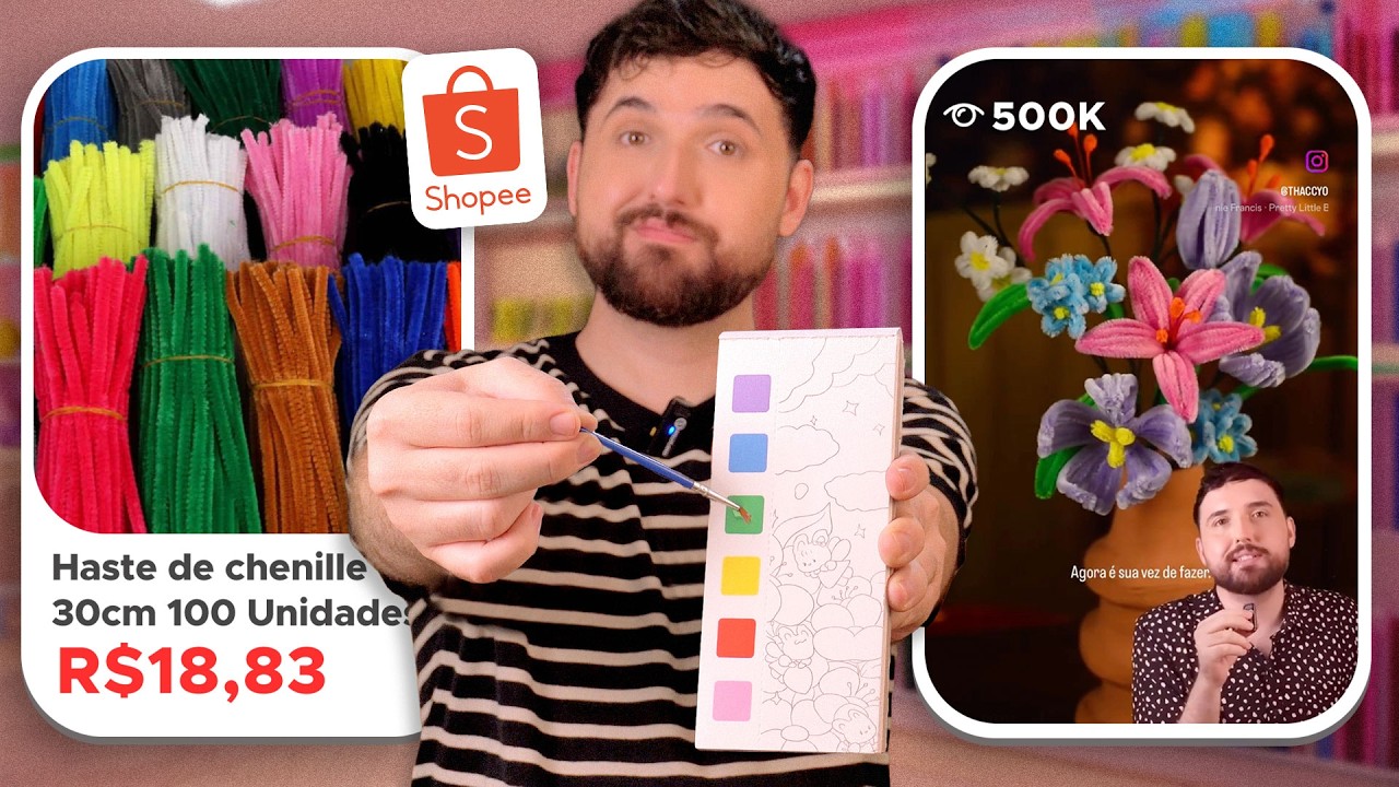 😱 Comprei Produtos de DIY da Shopee | Livro de Aquarela, Adesivos 3D e Limpadores de Cachimbo