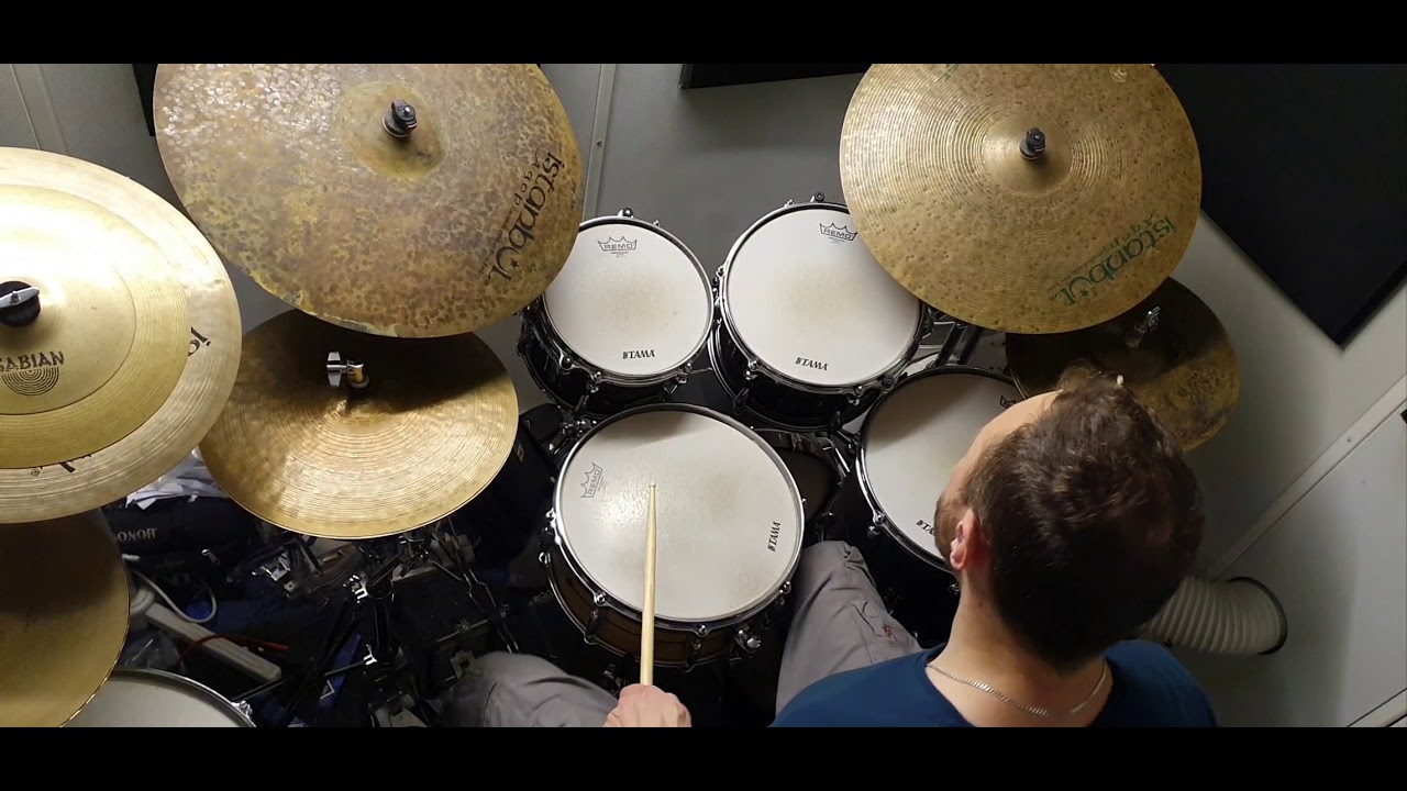 Groove over a Baiao bass drum pattern with cross rhythmic phrases of 7...