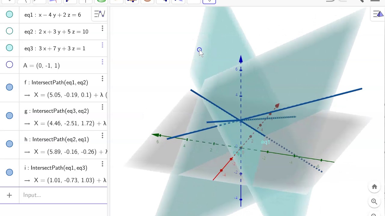 Solving for 3 variables on Geogebra