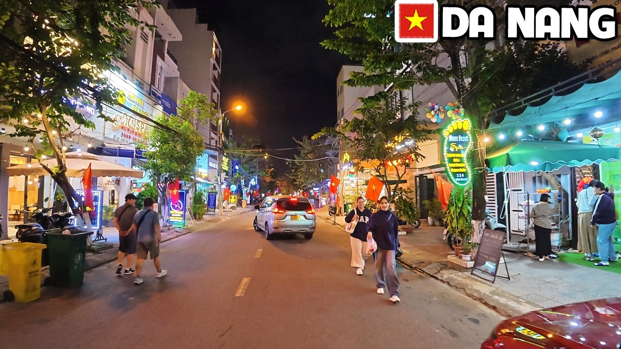 Vietnam Da Nang City Walk - Nightlife of Son Tra Area Near My Khe Beach Real Life Walking Tour