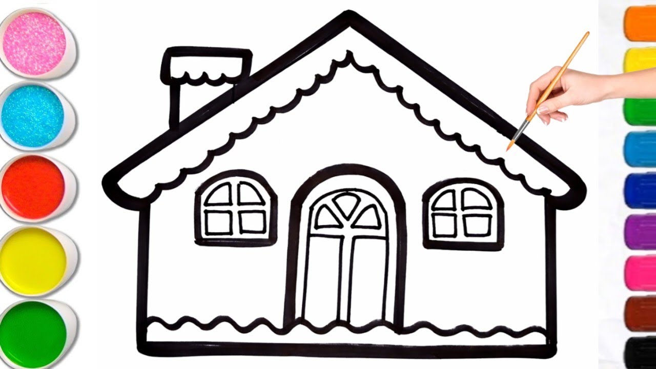 Beautiful House Drawing |  Oddly Satisfying Colouring 