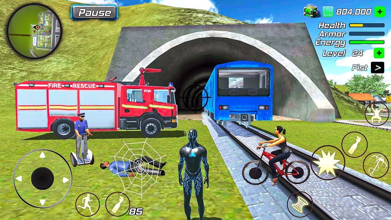 Black Hole Rope Hero Vice Vegas - Fire Truck at Train Station #6 - Android Gameplay