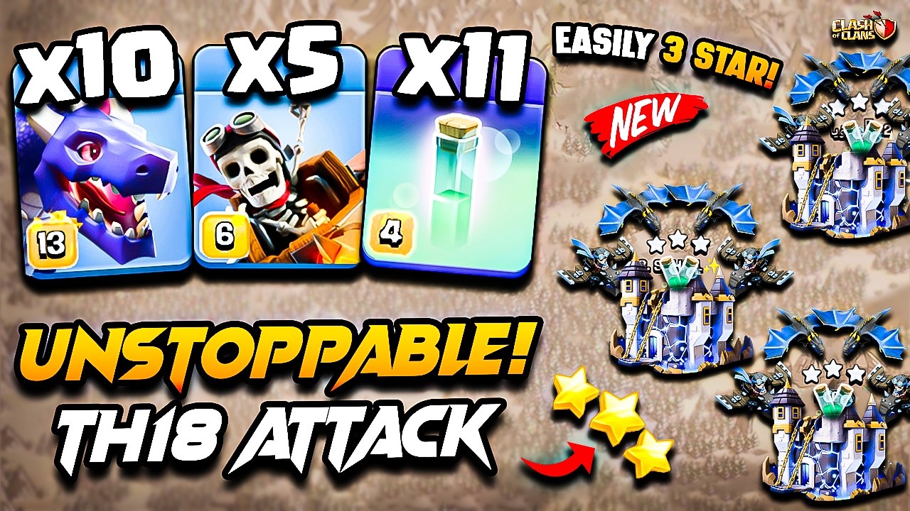 TH18 DRAGON & DRAGON RIDER Attack With RC CHARGE COC | Best TH18 Attack Strategy With Dragon 2026