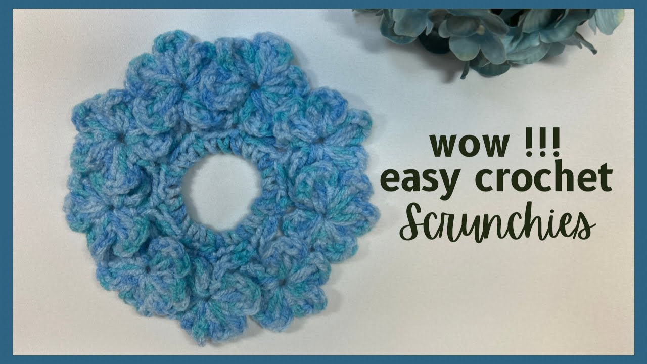 DIY crochet scrunchies , Cute flower scrunchies ,Crochet for beginners