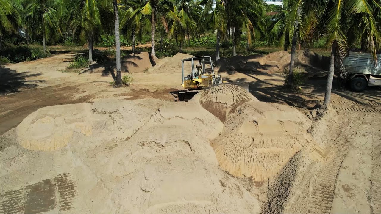Incredible Sand Filling Technology Komatsu D37P Dozer Pushing Sand levelling