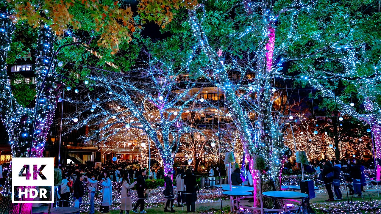 Christmas Lights in TOKYO MIDTOWN, from THE NATIONAL ART CENTER, TOKYO | 4K HDR【12/14/2014】