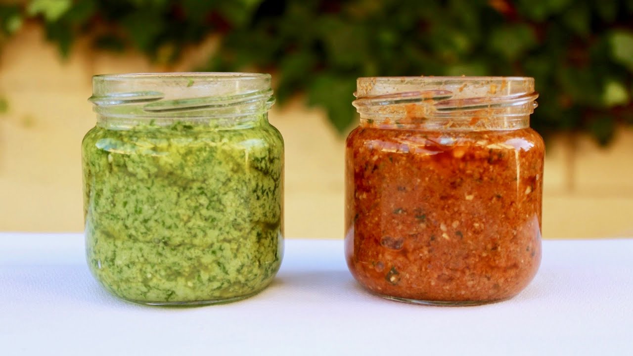 CÓMO HACER PESTO VERDE Y PESTO ROJO | Receta italiana
