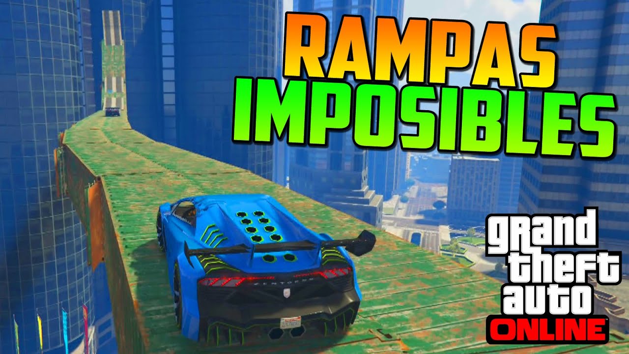 MEGA RAMPAS IMPOSIBLES!!! - Gameplay GTA 5 Online Funny Moments (Carrera GTA V PS4)