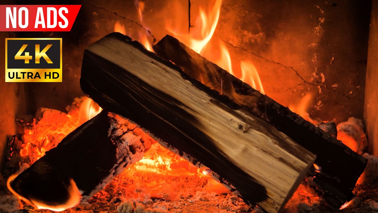 Relaxing Fireplace Sounds 🔥6 Hours Cozy Fire Ambience | NO ADS - 4k