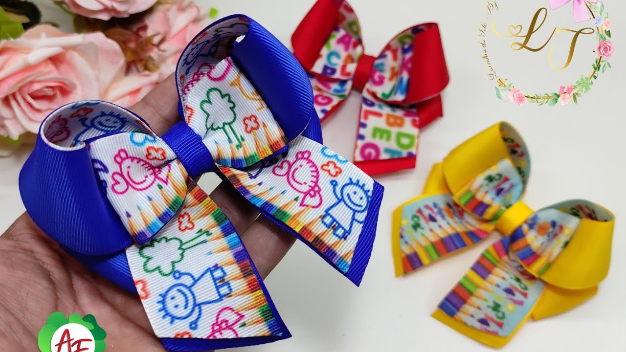Laço Simples e lindo. Dica para iniciantes. Diy - Pap. Laço volta as aulas (Escolar)
