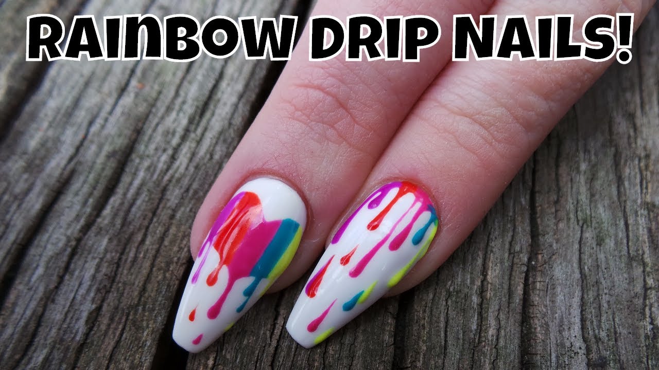 Rainbow Bleeding Heart and Drip Design | Pride Nails