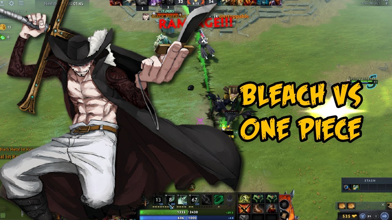 Dota 2 Bleach vs One Piece Mihawk Gameplay