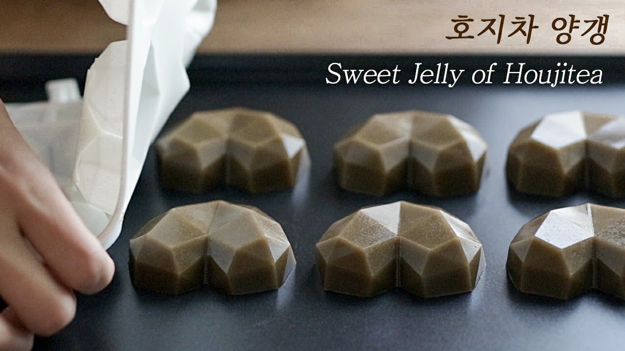 한천가루를 사용하여 호지차 양갱 만들기ㅣ3가지 재료면 만드는 아주 쉬운 수제 양갱 How To Make Korean Sweet Jelly of Hoji Tea
